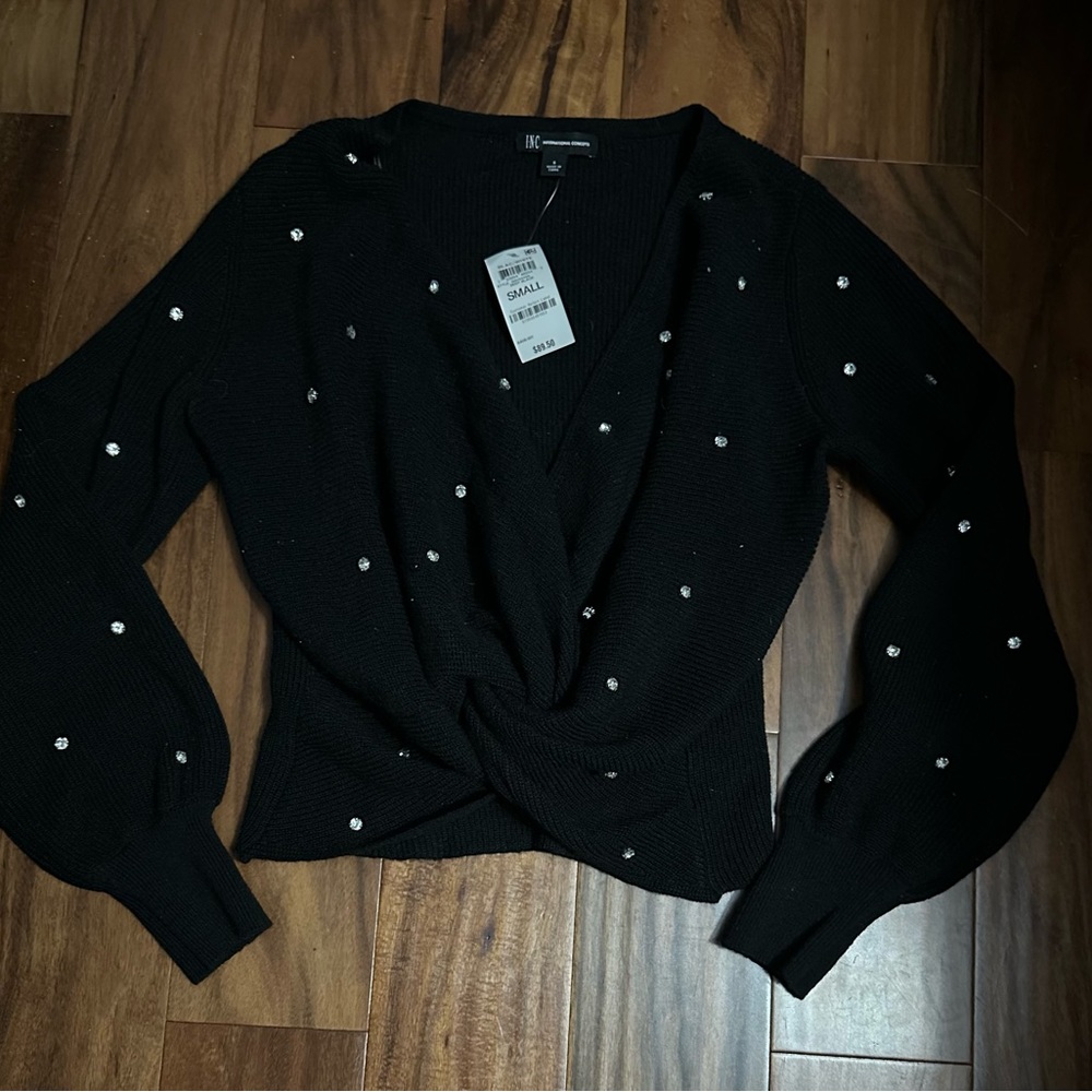 NWT INC sweater with rhinestones